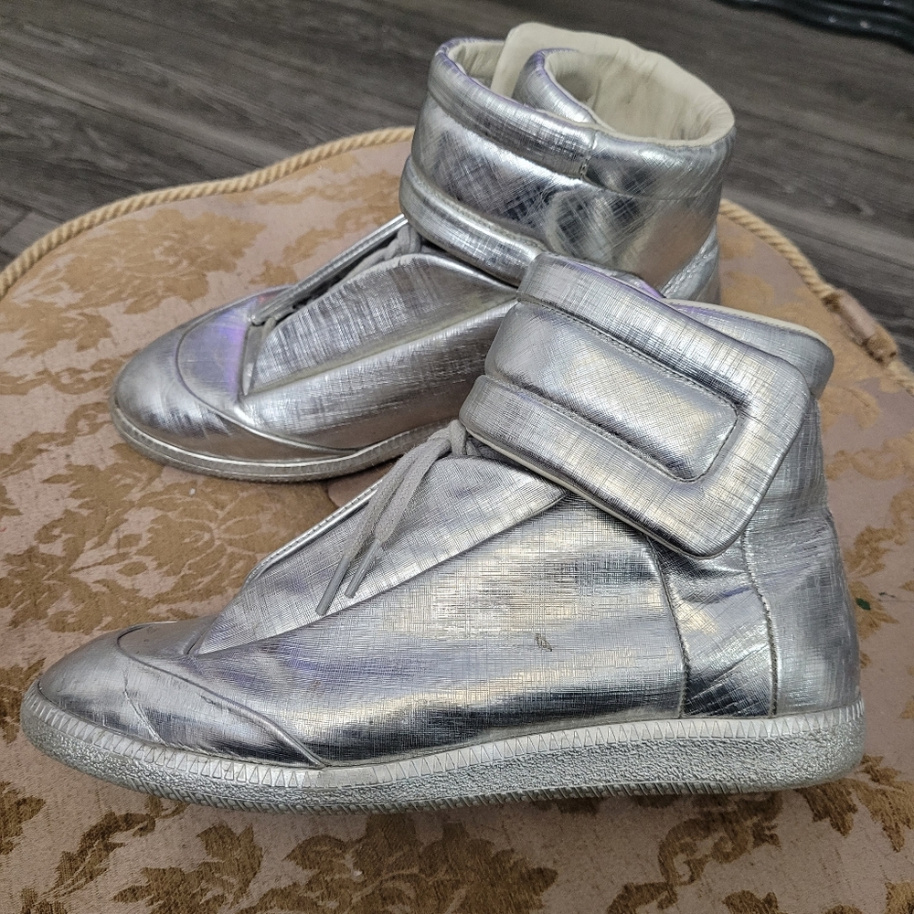 Maison Margiela Future High Metallic Grey Silver Sneakers EU 41
